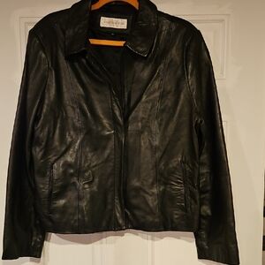 Jones New York Women's Black Leather Jacket